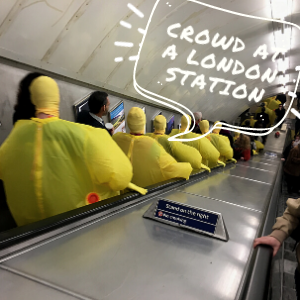 CROWD AT A LONDON STATION